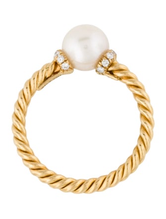 David Yurman 18K Akoya Cultured Pearl & Diamond Petite Cocktail Ring