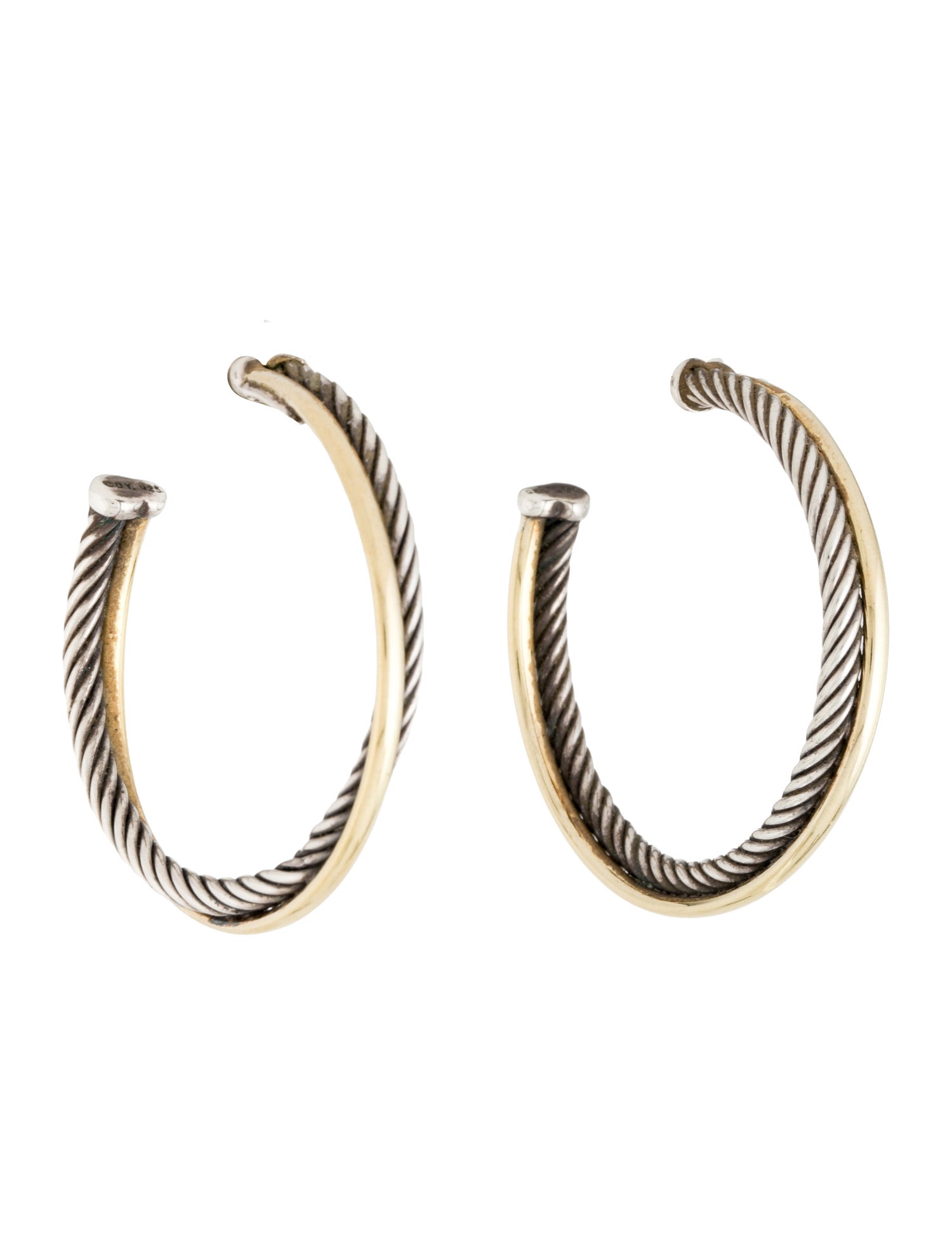 David Yurman Two-Tone Crossover Hoop Earrings