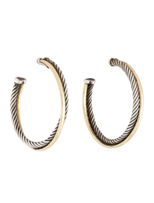 David Yurman Two-Tone Crossover Hoop Earrings