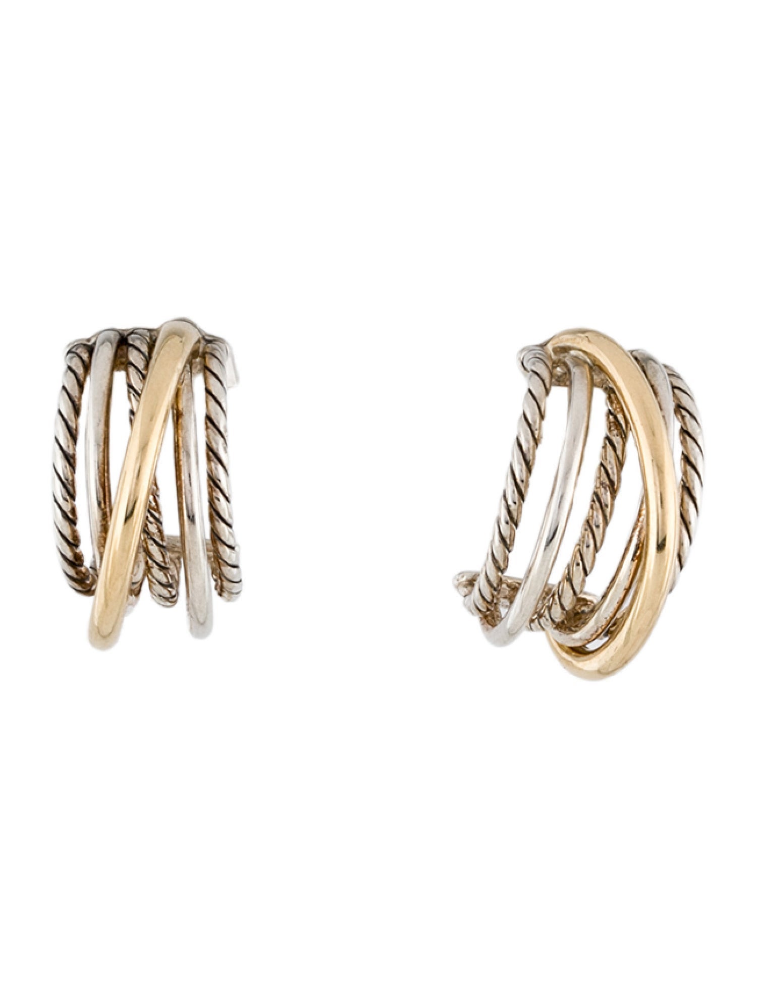 David Yurman Two-Tone Crossover Shrimp Earrings