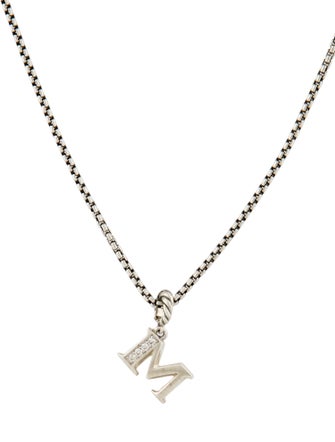 David Yurman Diamond 'M' Enhancer Pendant Necklace