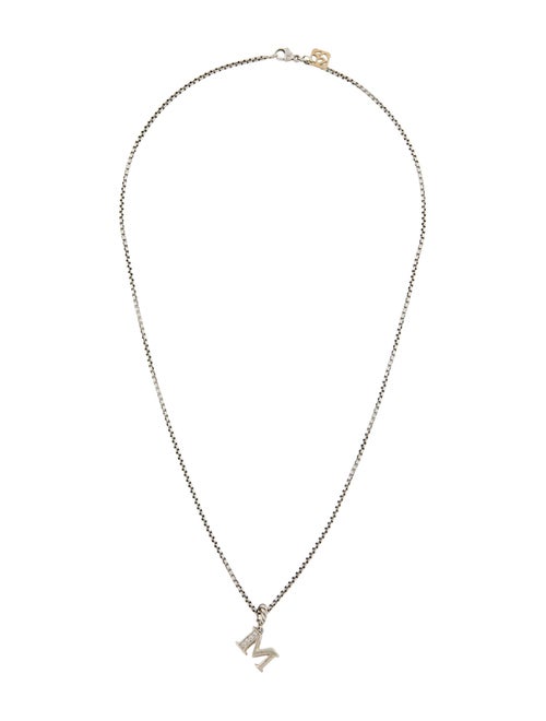David Yurman Diamond 'M' Enhancer Pendant Necklace