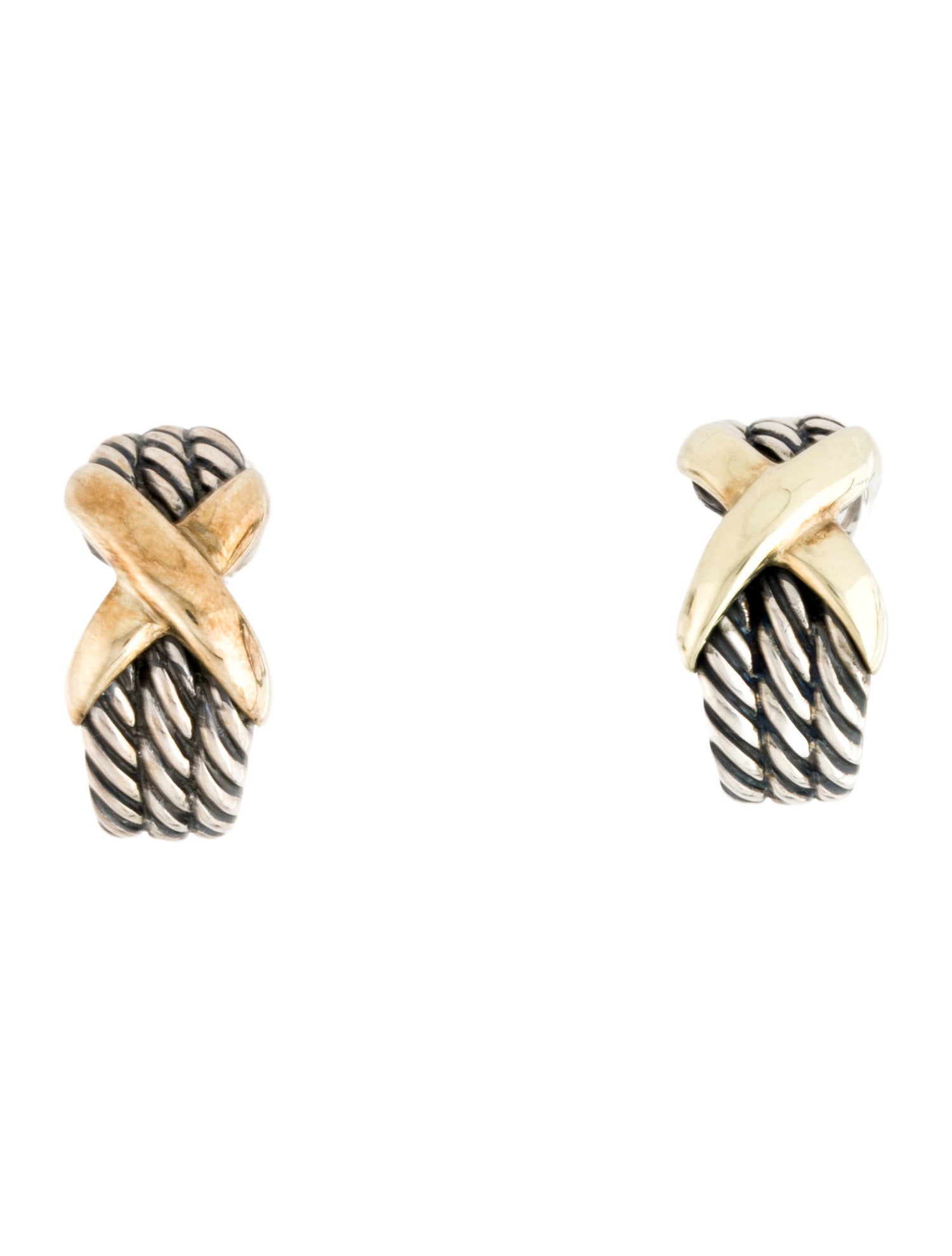 David Yurman Vintage Two-Tone Cable X Earclips