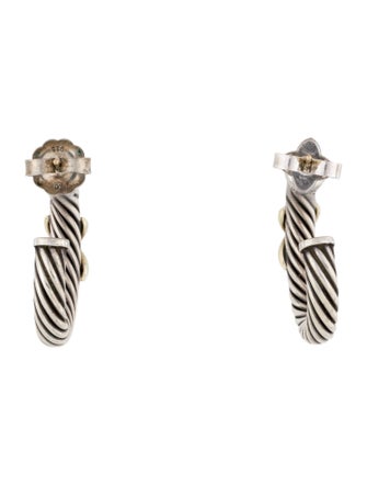 David Yurman Two-Tone X Cable Hoop Earrings