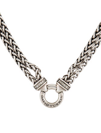 David Yurman Diamond Wheat Chain Double Strand Necklace