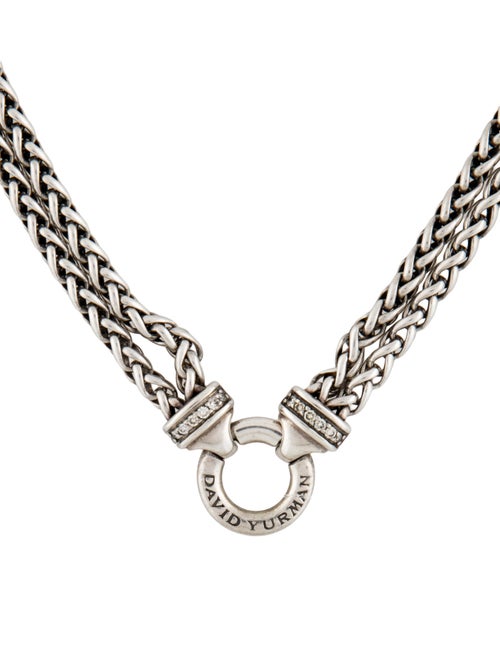 David Yurman Diamond Wheat Chain Double Strand Necklace