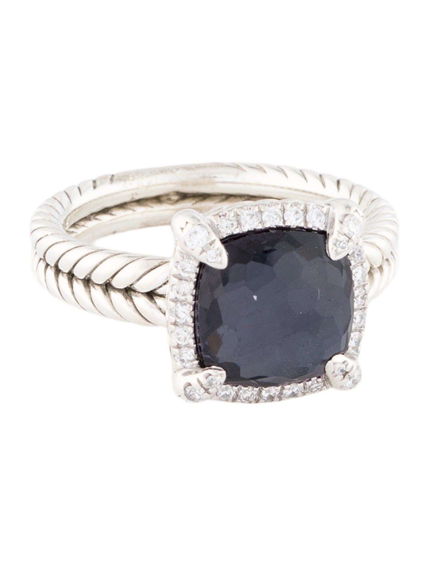 David Yurman Black Orchid & Diamond Chatelaine Pave Bezel Ring