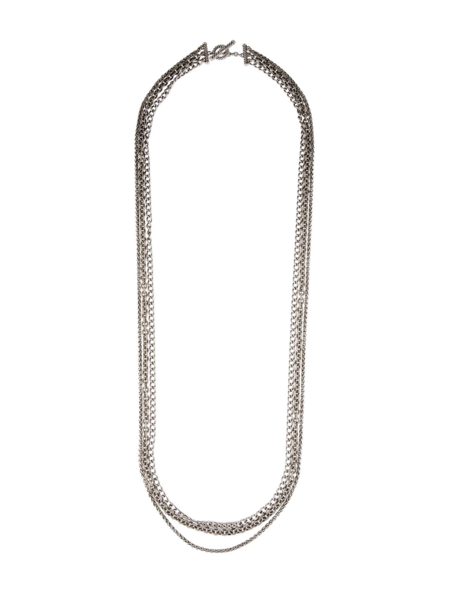David Yurman Three-Row Mixed Chain Long Necklace