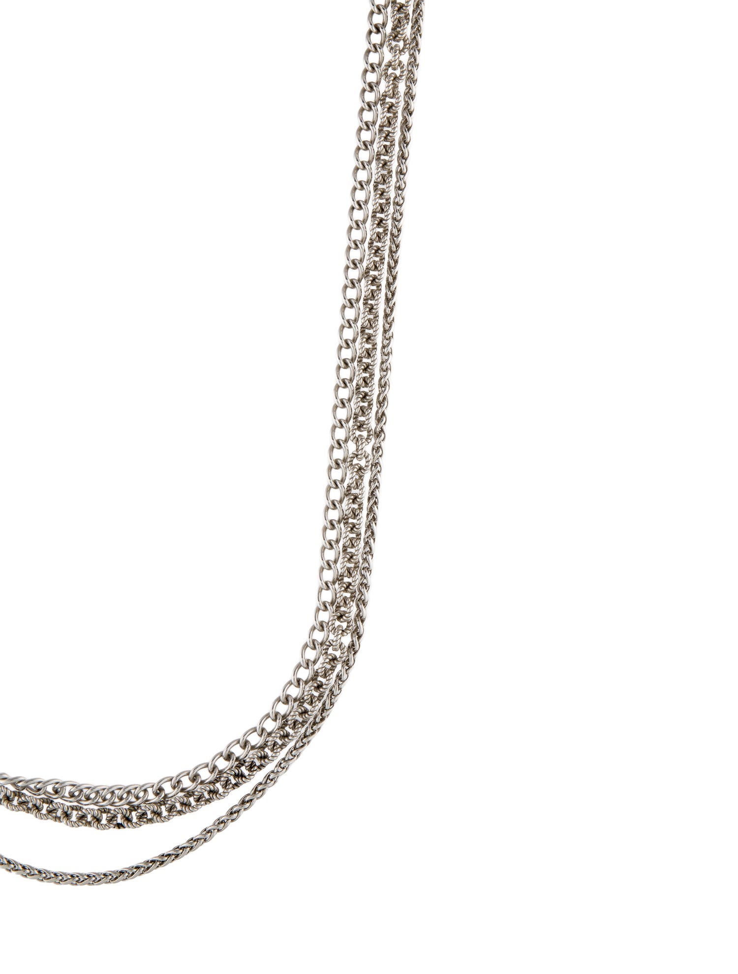 David Yurman Three-Row Mixed Chain Long Necklace