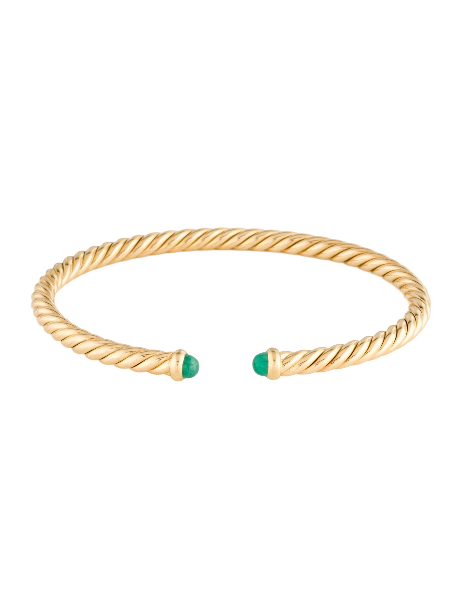 David Yurman 18K Emerald Cablespira Flex Cuff Bracelet