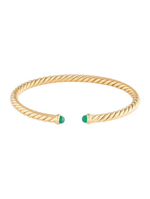 David Yurman 18K Emerald Cablespira Flex Cuff Bracelet