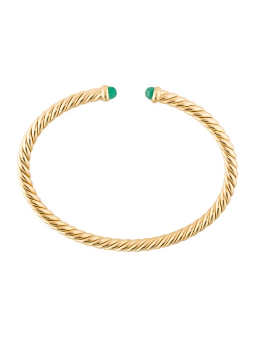 David Yurman 18K Emerald Cablespira Flex Cuff Bracelet