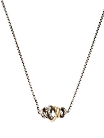David Yurman Two-Tone Crossover Single Station Pendant Necklace