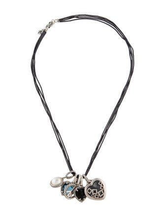 David Yurman Pearl, Diamond, Topaz, & Onyx Multi-Charm Necklace