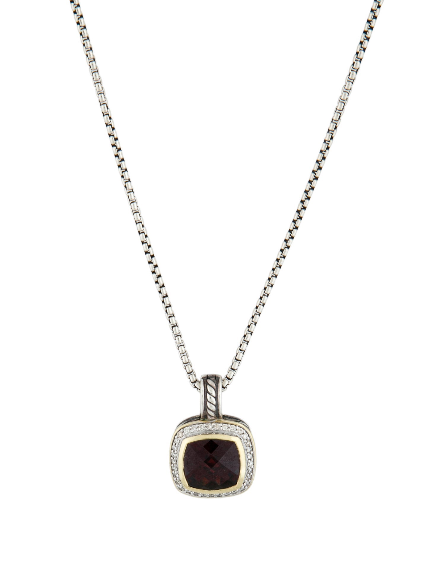David Yurman Garnet & Diamond Albion Pendant Necklace