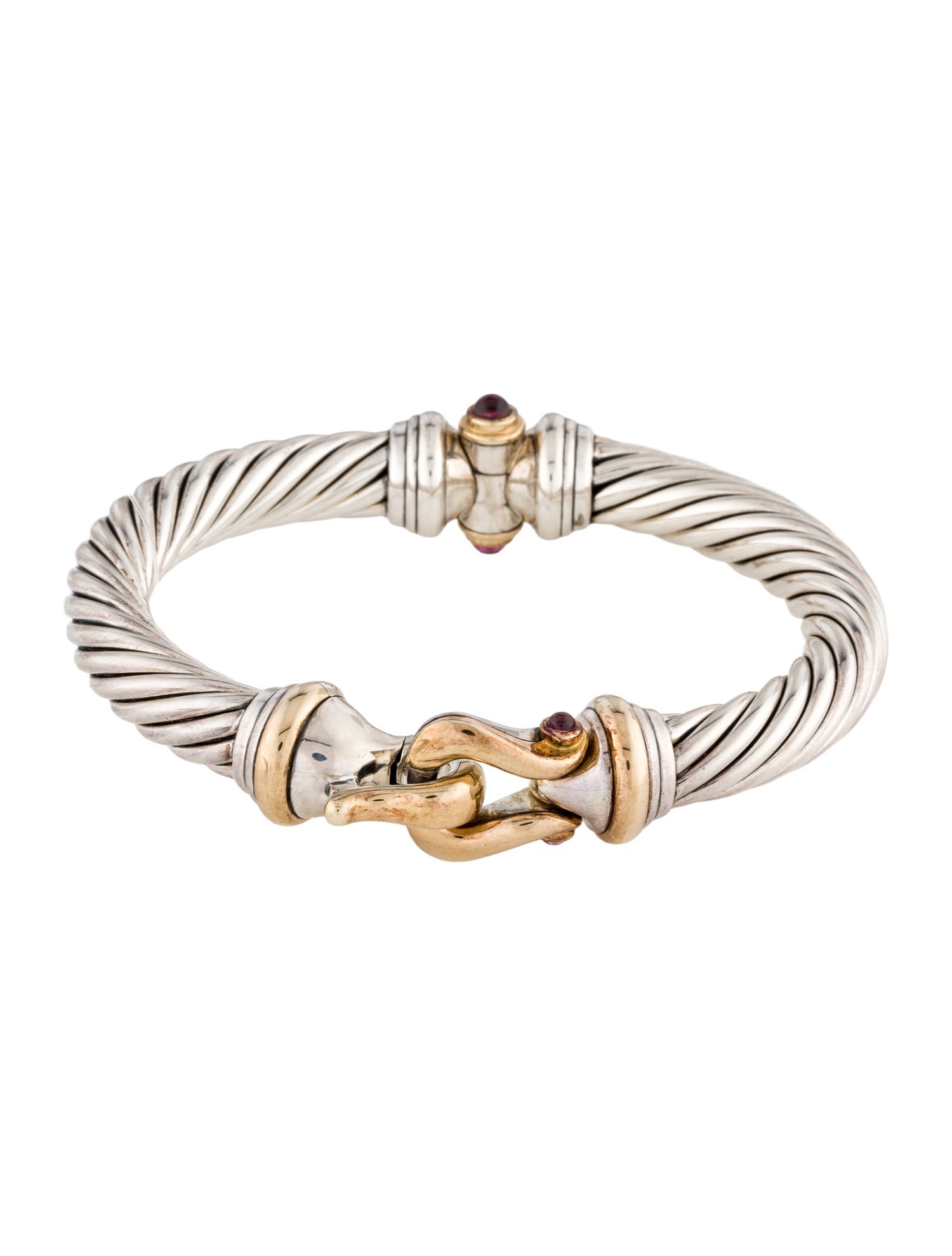 David Yurman Garnet Buckle Classic Cable Bracelet