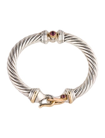 David Yurman Garnet Buckle Classic Cable Bracelet