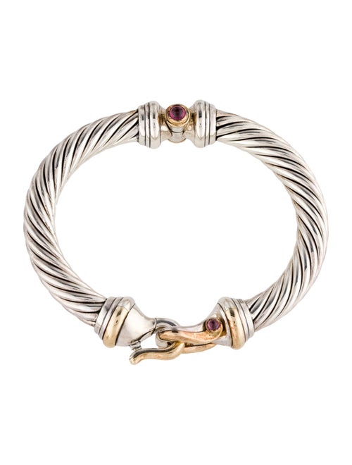 David Yurman Garnet Buckle Classic Cable Bracelet