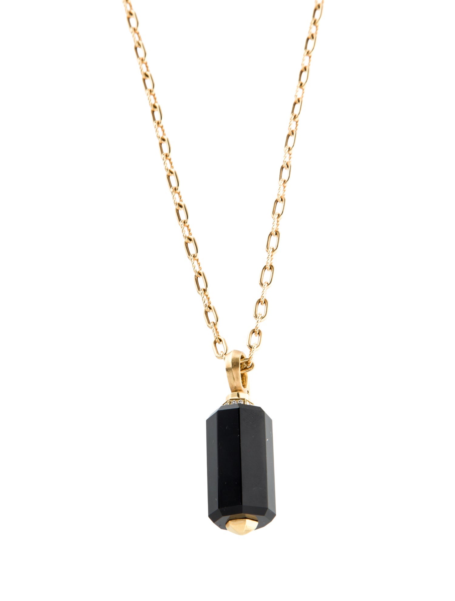 David Yurman 18K Onyx & Diamond Barrels Pendant Necklace