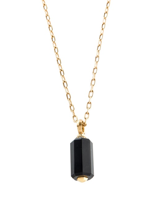 David Yurman 18K Onyx & Diamond Barrels Pendant Necklace