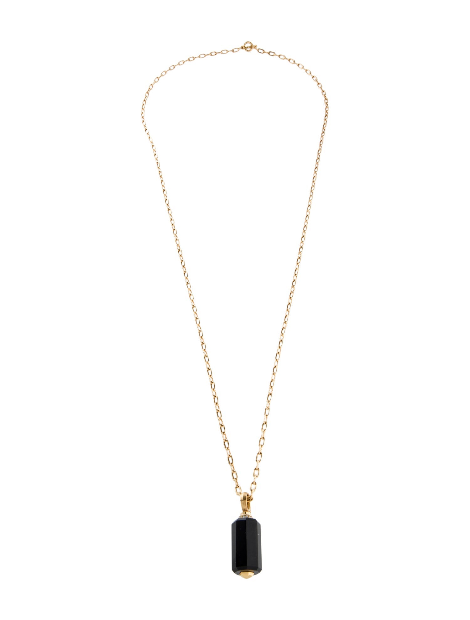 David Yurman 18K Onyx & Diamond Barrels Pendant Necklace