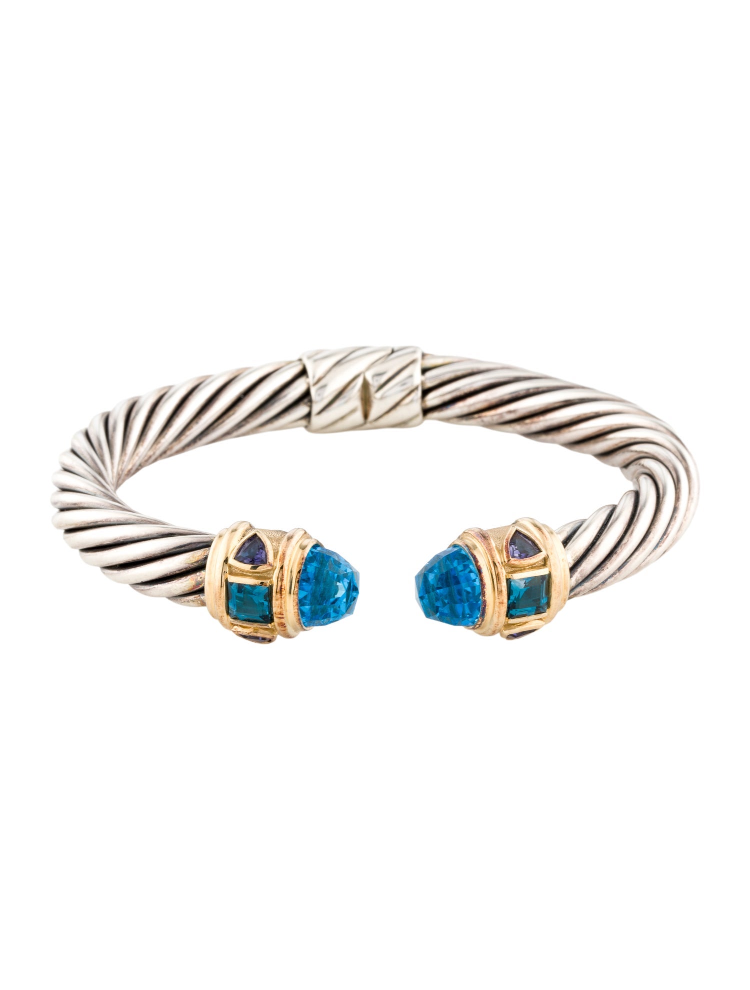 David Yurman Topaz & Iolite Renaissance Hinged Cuff Bracelet