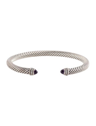 David Yurman Amethyst & Diamond Classic Cable Cuff