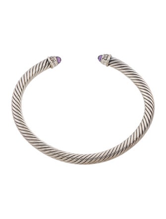 David Yurman Amethyst & Diamond Classic Cable Cuff