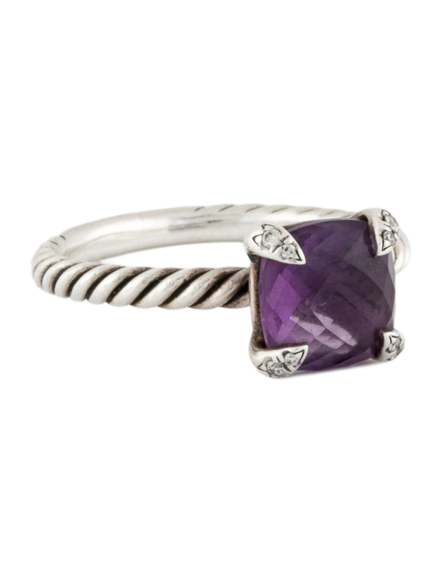 David Yurman Amethyst & Diamond Chatelaine Cocktail Ring