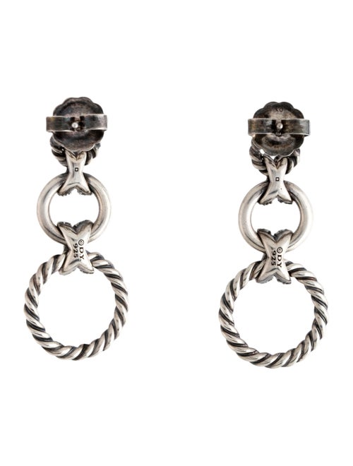David Yurman Diamond X Cable Circle Drop Earrings