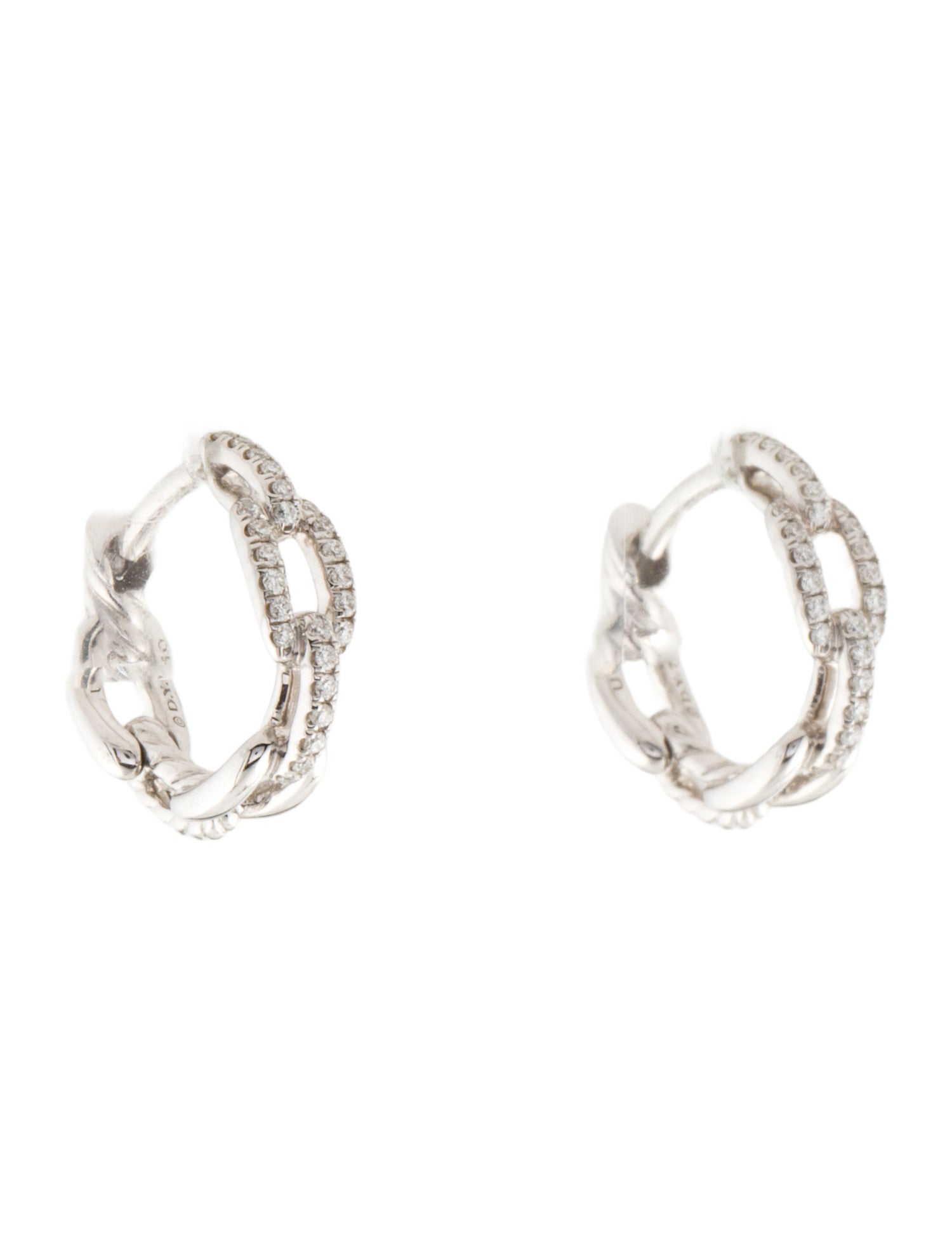 David Yurman 18K Diamond Stax Huggie Earrings