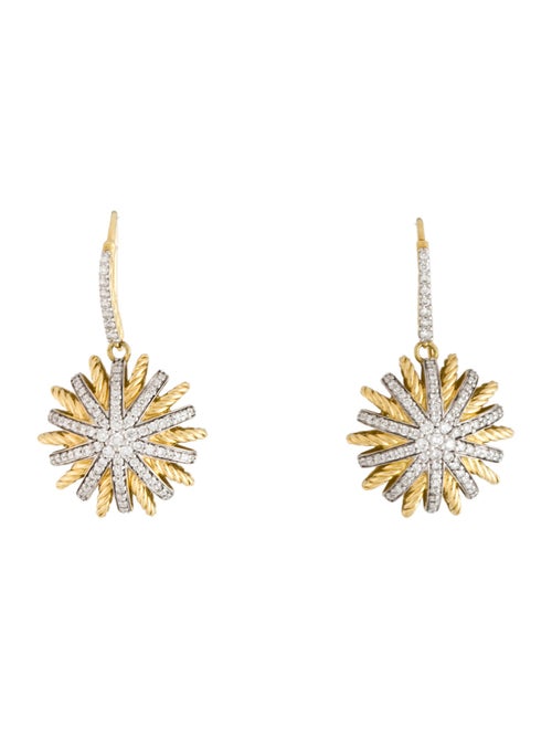David Yurman 18K Diamond Starburst Drop Earrings