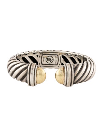 David Yurman Two-Tone Sculpted Cable Hinged Bracelet