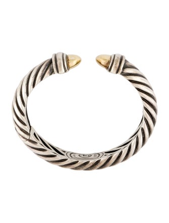 David Yurman Two-Tone Sculpted Cable Hinged Bracelet