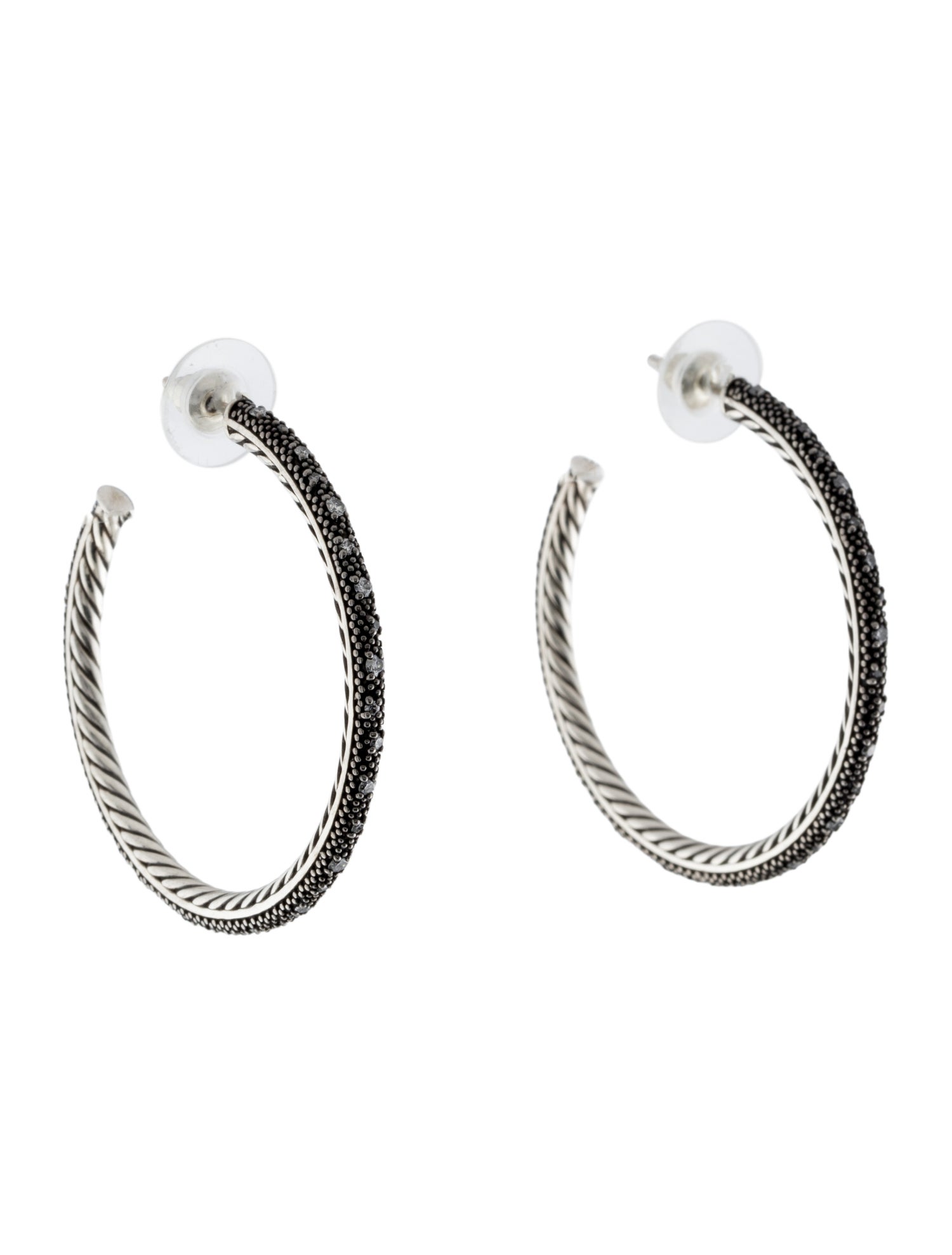 David Yurman Diamond Midnight Mélange Large Hoop Earrings