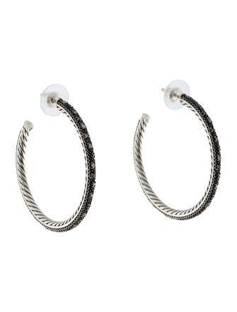 David Yurman Diamond Midnight Mélange Large Hoop Earrings