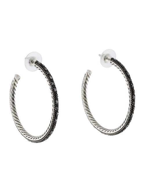 David Yurman Diamond Midnight Mélange Large Hoop Earrings
