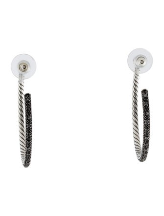 David Yurman Diamond Midnight Mélange Large Hoop Earrings