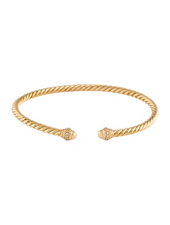 David Yurman 18K Diamond Classic Cablespira Cuff Bracelet