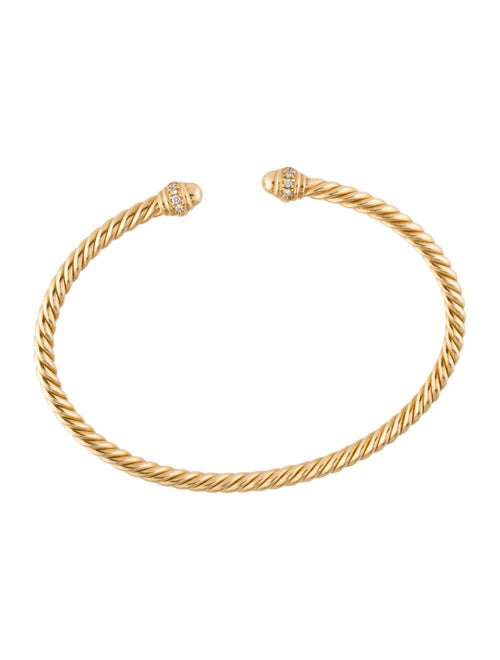 David Yurman 18K Diamond Classic Cablespira Cuff Bracelet