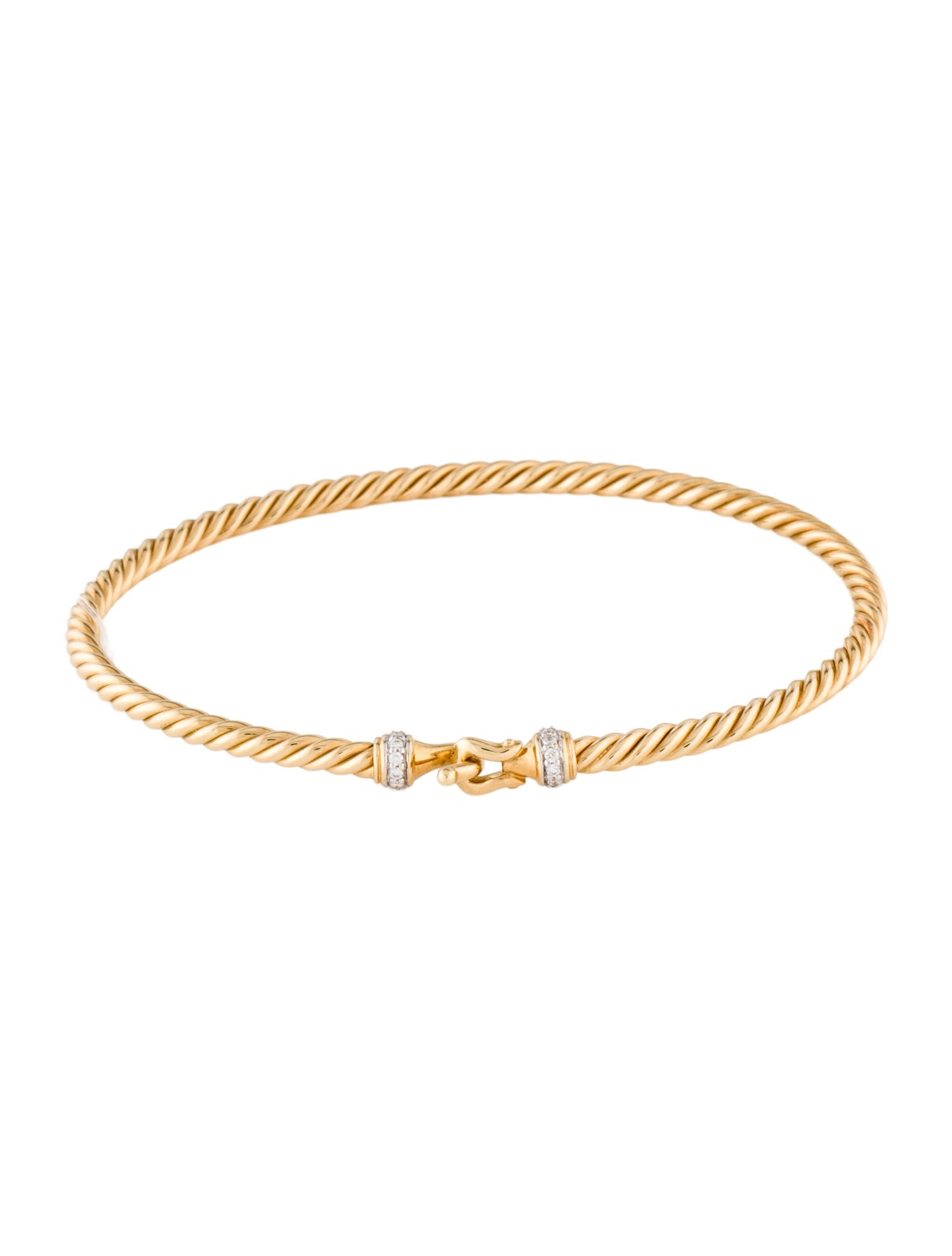David Yurman 18K Diamond Buckle Classic Cable Bracelet