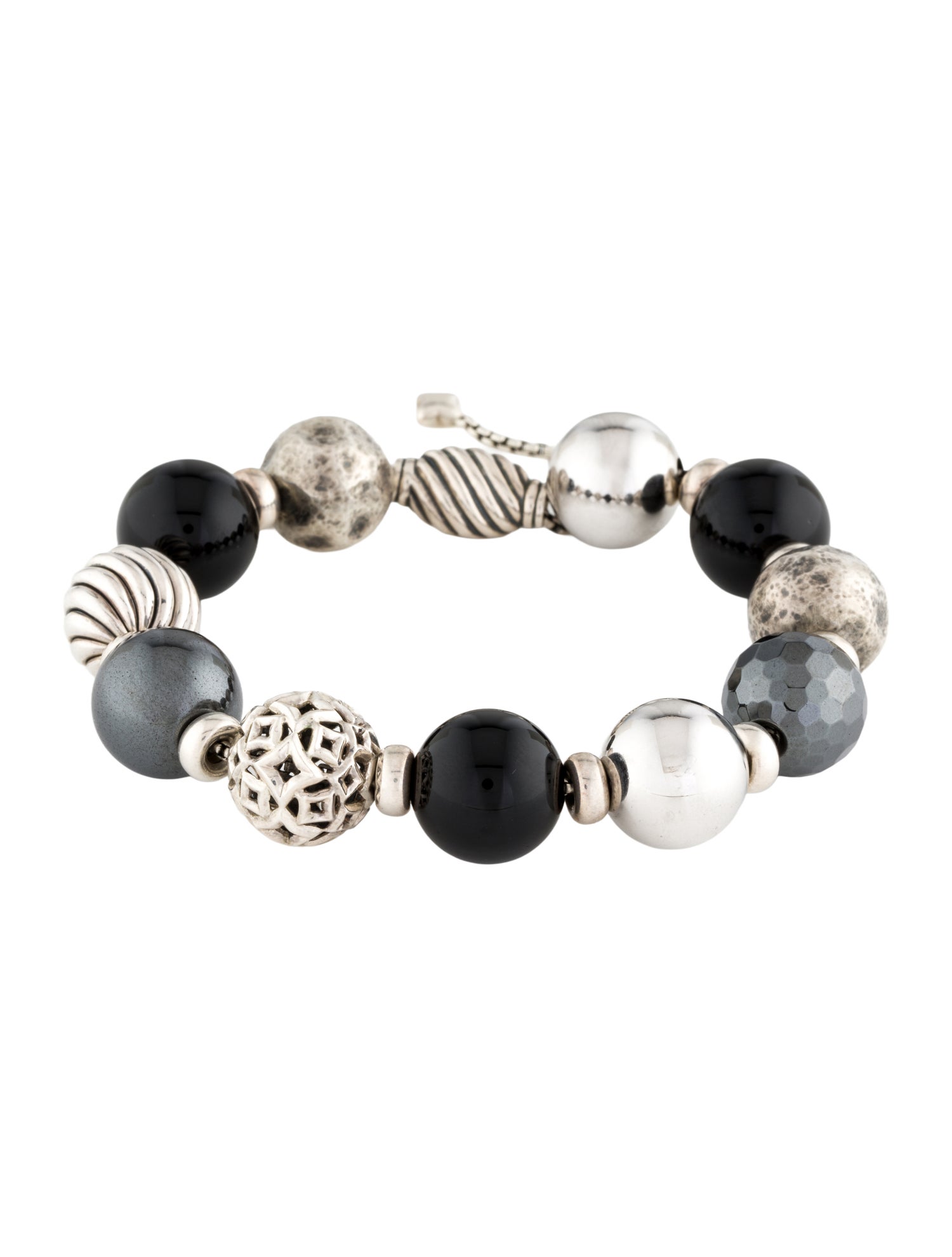 David Yurman Onyx & Hematine DY Elements Bead Bracelet