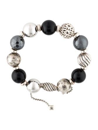 David Yurman Onyx & Hematine DY Elements Bead Bracelet