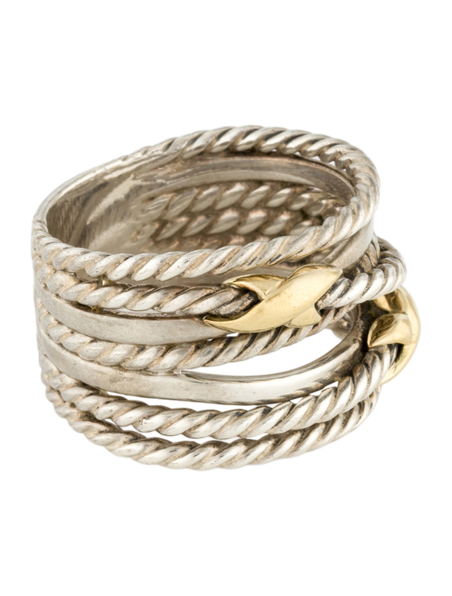 David Yurman Two-Tone Double X Crossover Ring