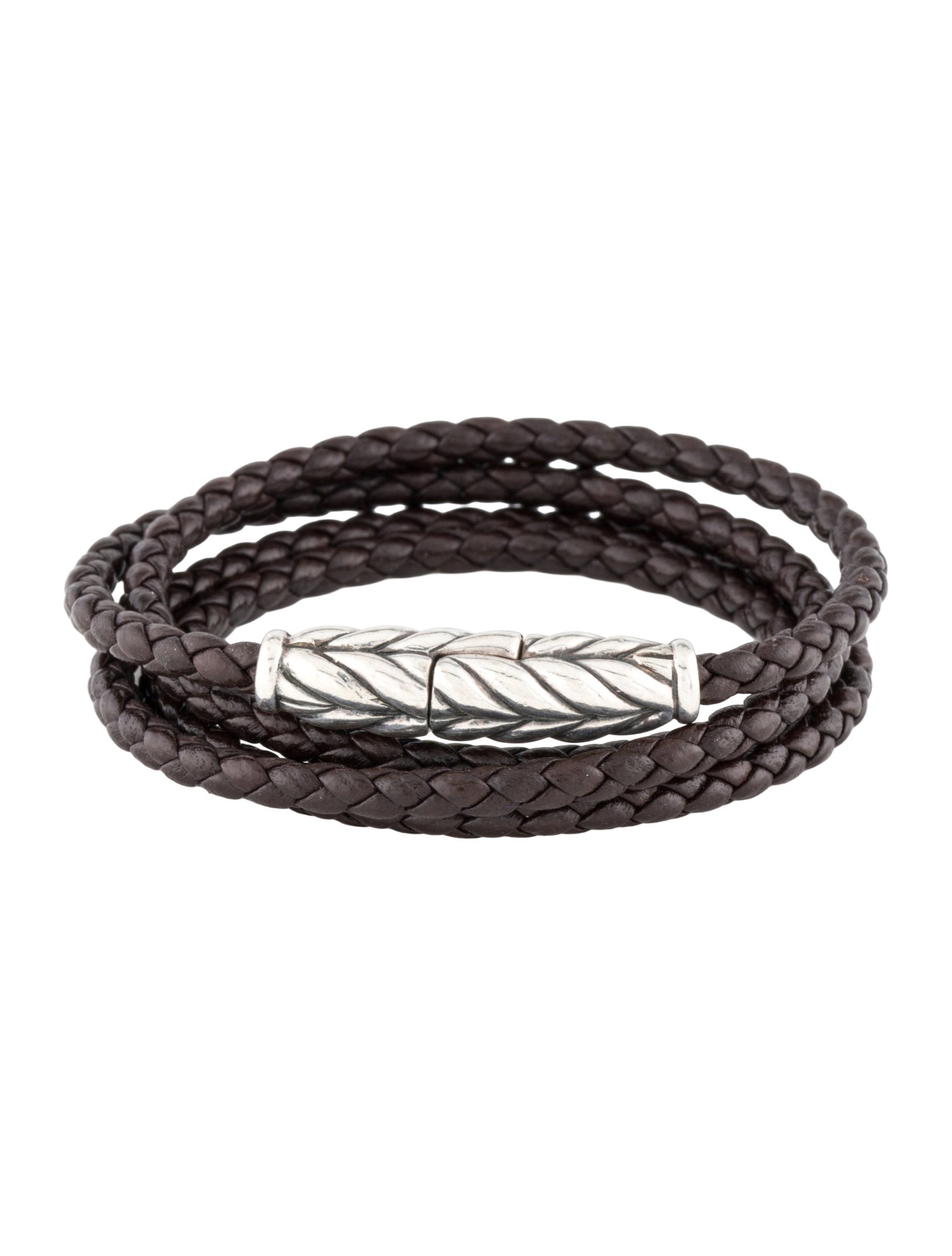David Yurman Leather Chevron Triple Wrap Bracelet