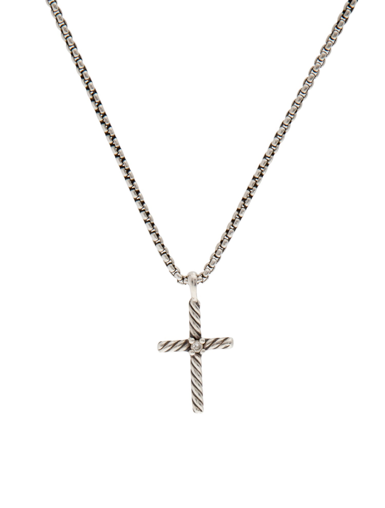 David Yurman Diamond Cross Pendant Necklace