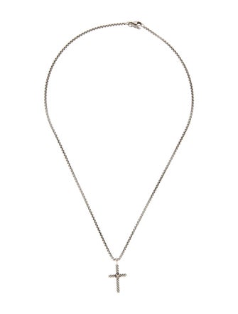 David Yurman Diamond Cross Pendant Necklace