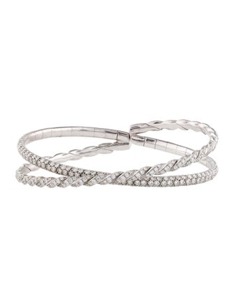 David Yurman 18K 2.78ctw Diamond Pavé Flex Two Row Bracelet