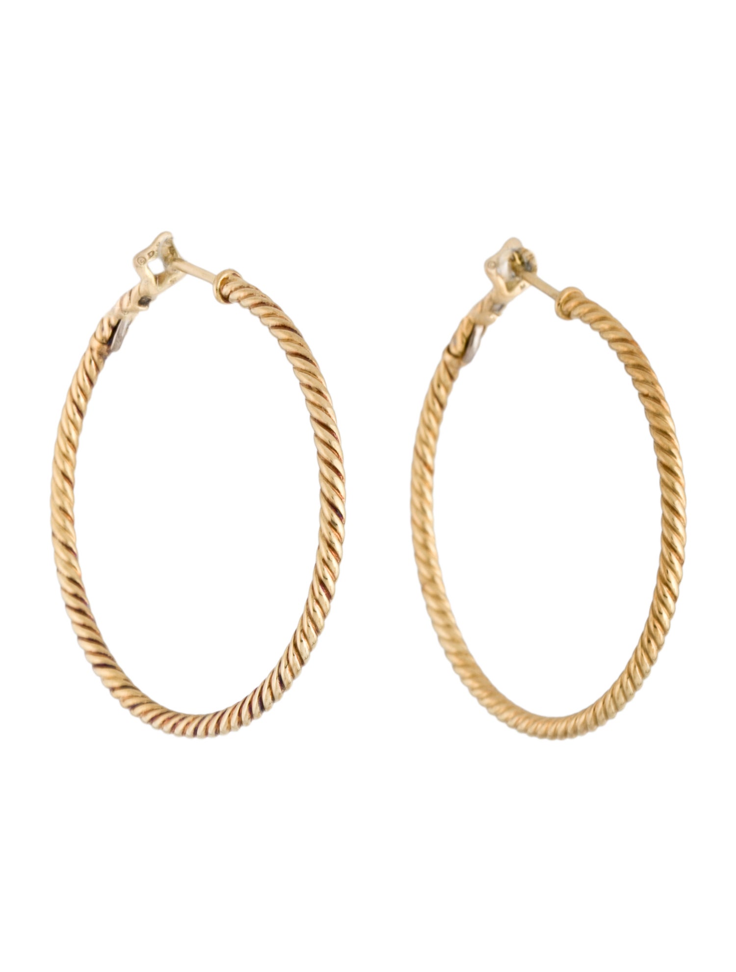 David Yurman 18K Cable Hoop Earrings
