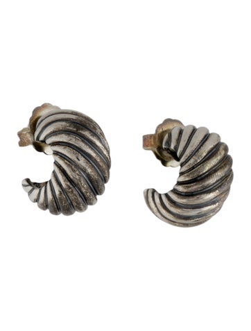 David Yurman Hoop Sculpted Cable Shrimp Earrings